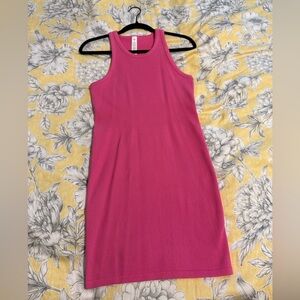 NEW Alo Yoga Pink Seamless Ribbed Warm Nights Dress Size M (fits 4-14) contour